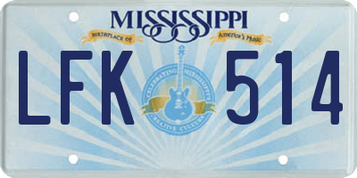 MS license plate LFK514