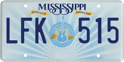 MS license plate LFK515
