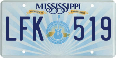 MS license plate LFK519