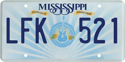 MS license plate LFK521