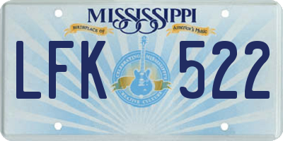 MS license plate LFK522