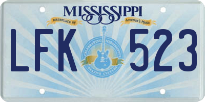 MS license plate LFK523