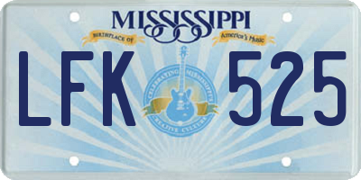 MS license plate LFK525