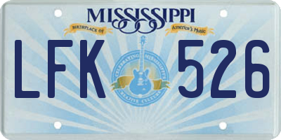 MS license plate LFK526