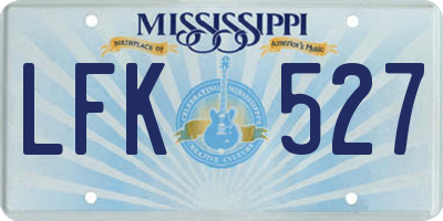 MS license plate LFK527