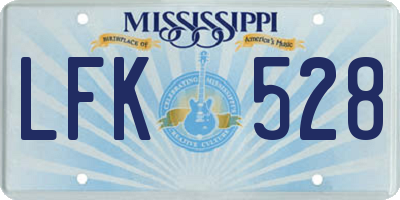 MS license plate LFK528