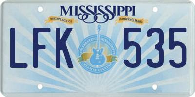 MS license plate LFK535