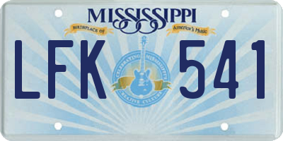 MS license plate LFK541