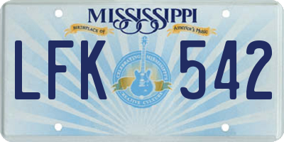 MS license plate LFK542
