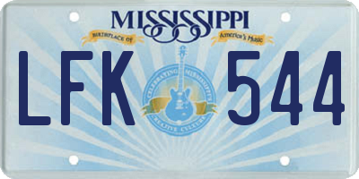 MS license plate LFK544