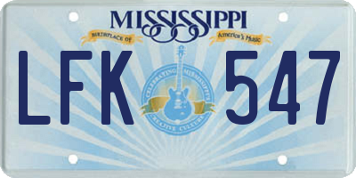 MS license plate LFK547