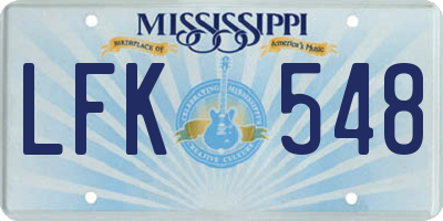 MS license plate LFK548