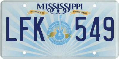 MS license plate LFK549