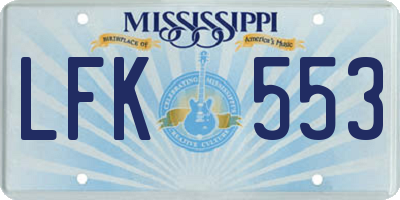 MS license plate LFK553