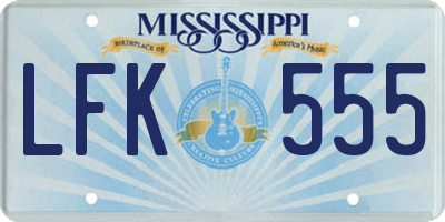 MS license plate LFK555