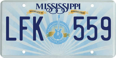 MS license plate LFK559