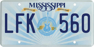 MS license plate LFK560