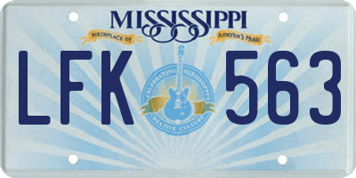 MS license plate LFK563