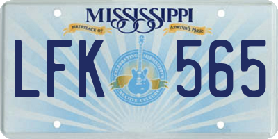MS license plate LFK565