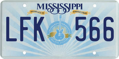 MS license plate LFK566