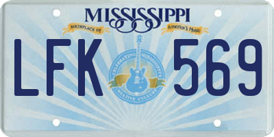 MS license plate LFK569