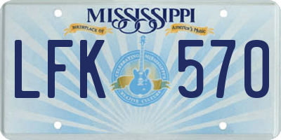 MS license plate LFK570