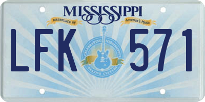MS license plate LFK571