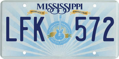 MS license plate LFK572