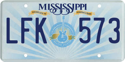 MS license plate LFK573