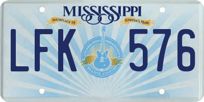 MS license plate LFK576