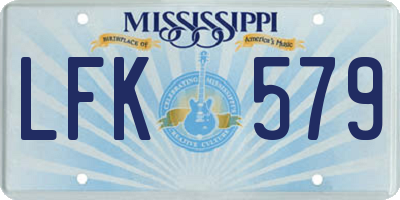 MS license plate LFK579