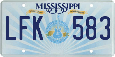 MS license plate LFK583