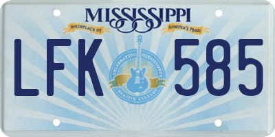 MS license plate LFK585