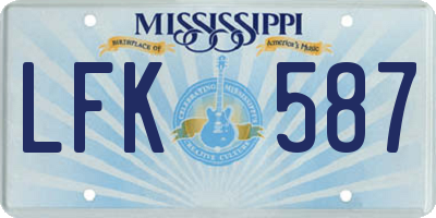 MS license plate LFK587