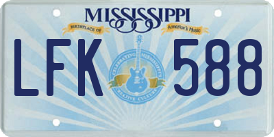 MS license plate LFK588