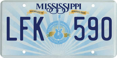 MS license plate LFK590