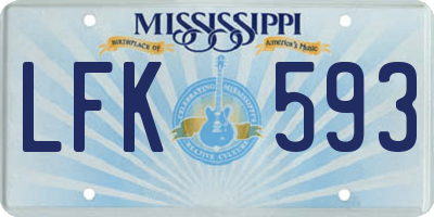 MS license plate LFK593