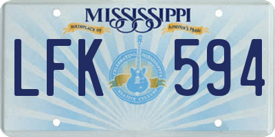 MS license plate LFK594