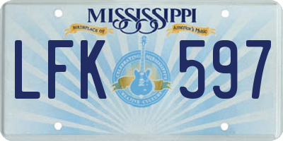 MS license plate LFK597