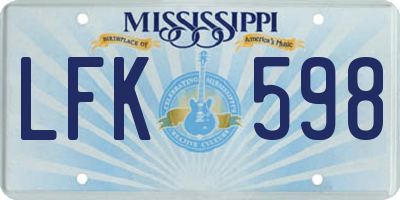 MS license plate LFK598