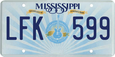MS license plate LFK599