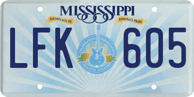 MS license plate LFK605