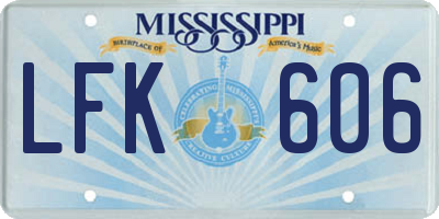 MS license plate LFK606