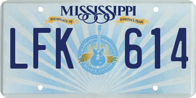 MS license plate LFK614