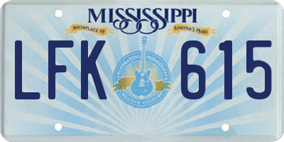 MS license plate LFK615