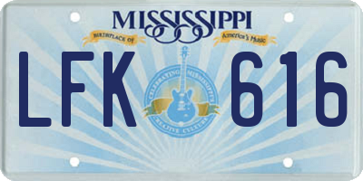 MS license plate LFK616