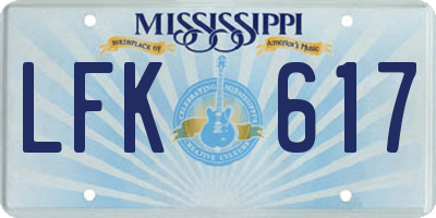 MS license plate LFK617