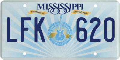 MS license plate LFK620