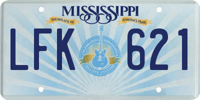 MS license plate LFK621