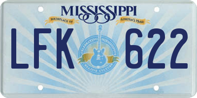 MS license plate LFK622